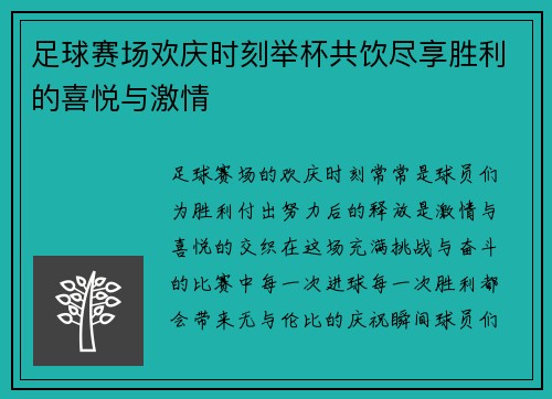 足球赛场欢庆时刻举杯共饮尽享胜利的喜悦与激情